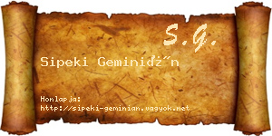 Sipeki Geminián névjegykártya